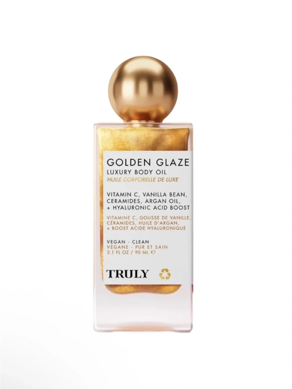 NIB TRULY Golden Glaze Luxury Body Oil 3.1 oz Brightening Shimmer Vegan Glow